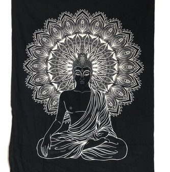 Meditation Buddha Black and White Tapestry Sale